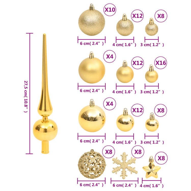 Set Palline di Natale 111 pz Oro in Polistirene 356109