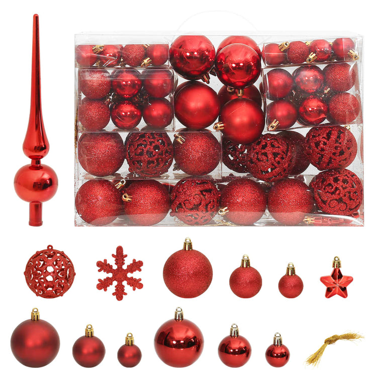 Set Palline di Natale 111 pz Rosso in Polistirene 356110