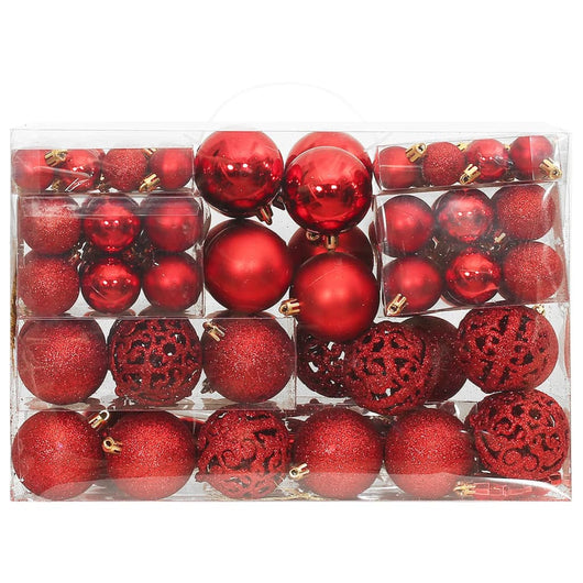 Set Palline di Natale 111 pz Rosso in Polistirene 356110