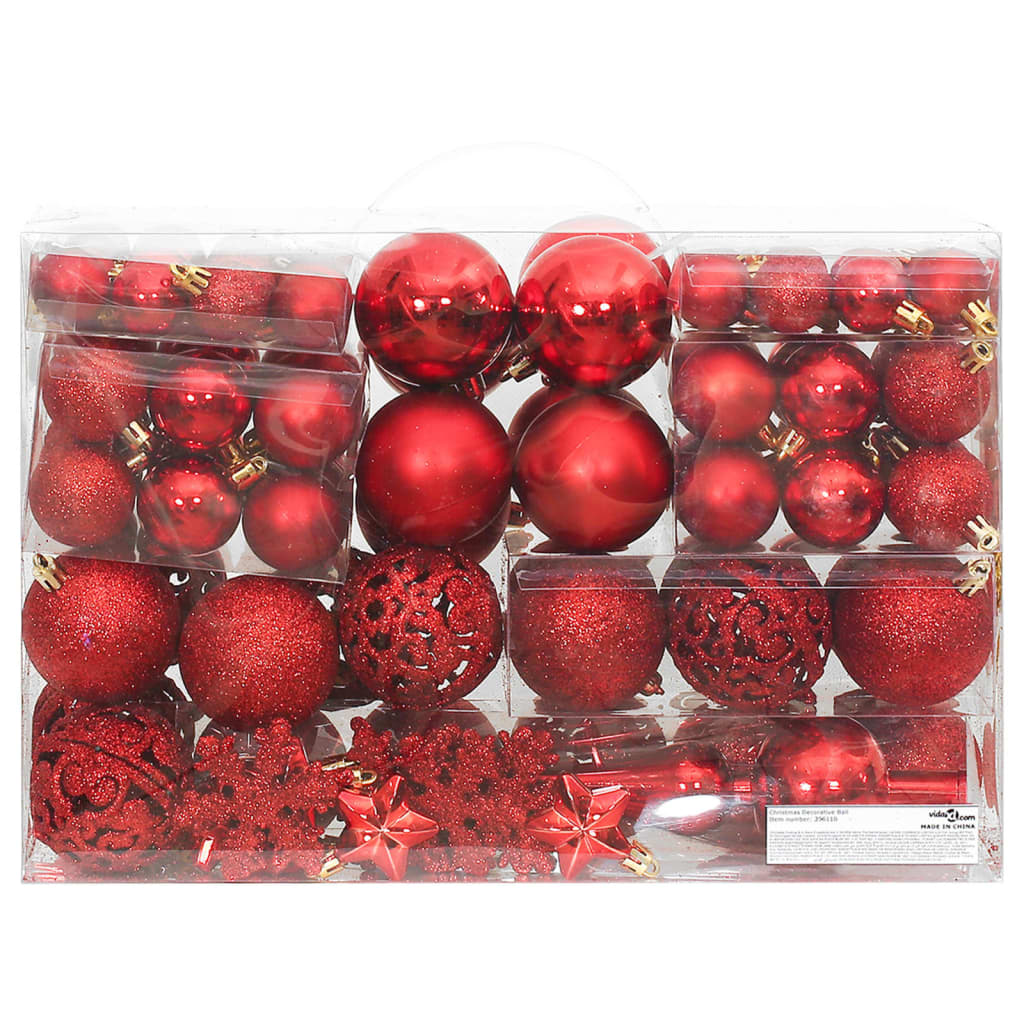 Set Palline di Natale 111 pz Rosso in Polistirene 356110