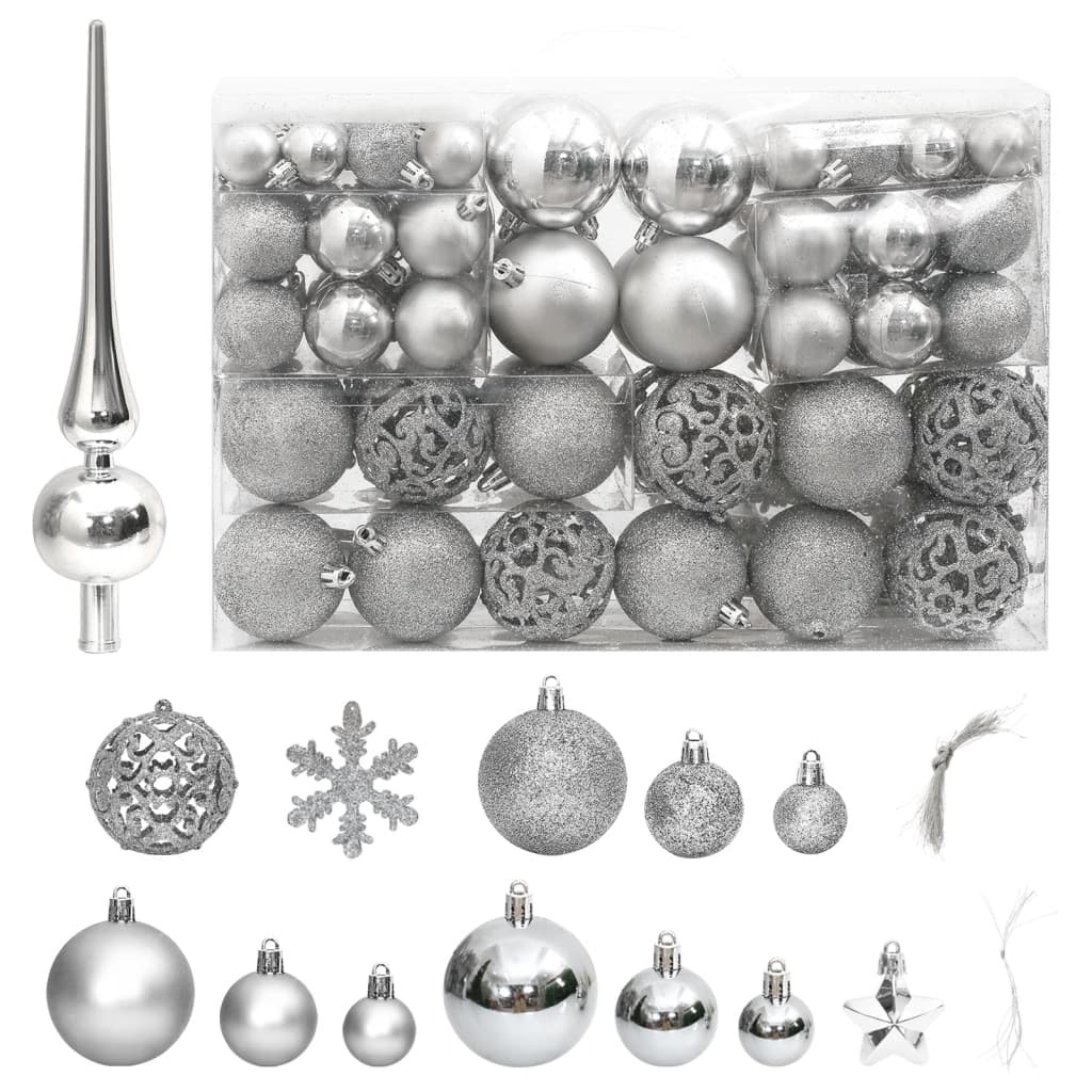 Set Palline di Natale 111 pz Argento in Polistirenecod mxl 70285