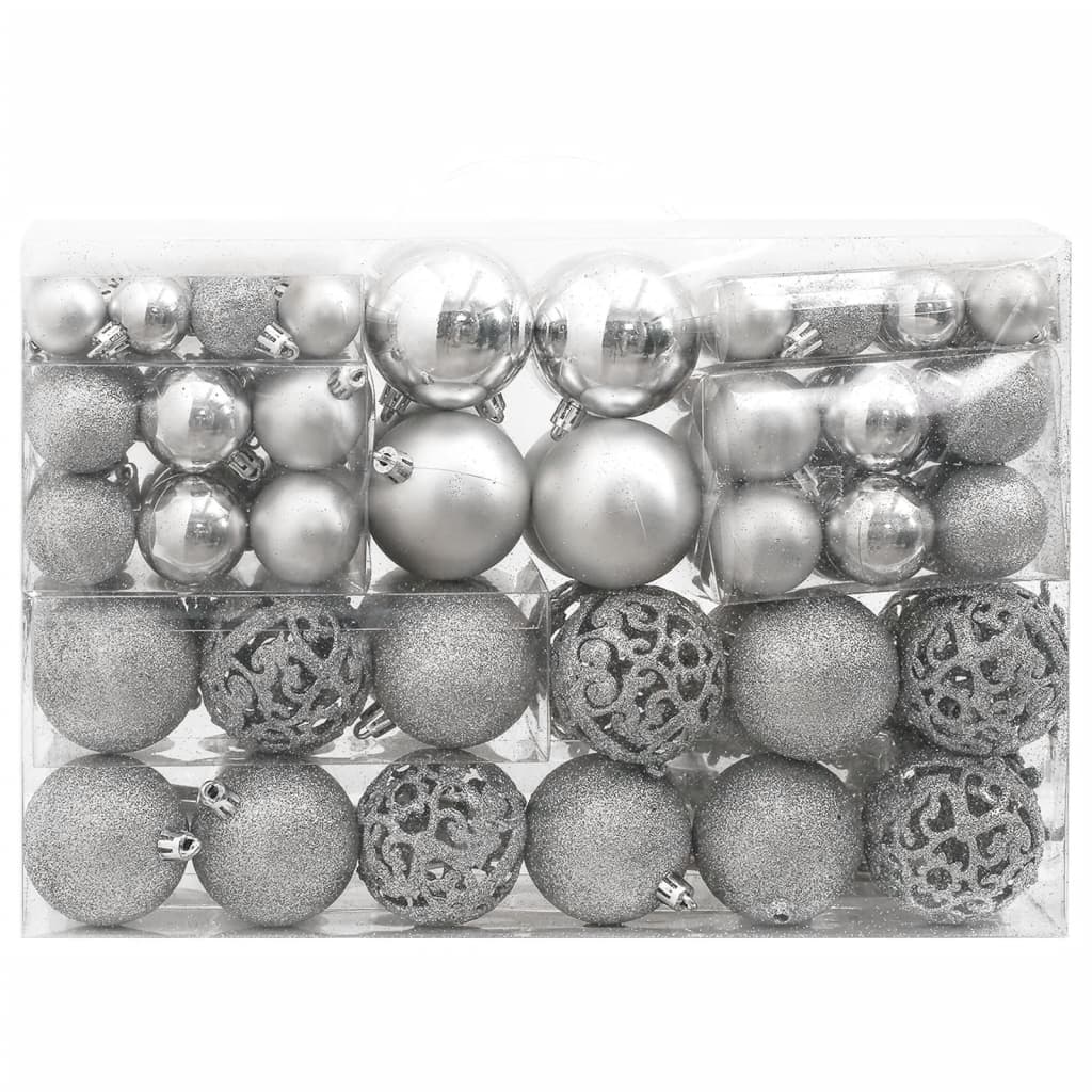 Set Palline di Natale 111 pz Argento in Polistirene 356111