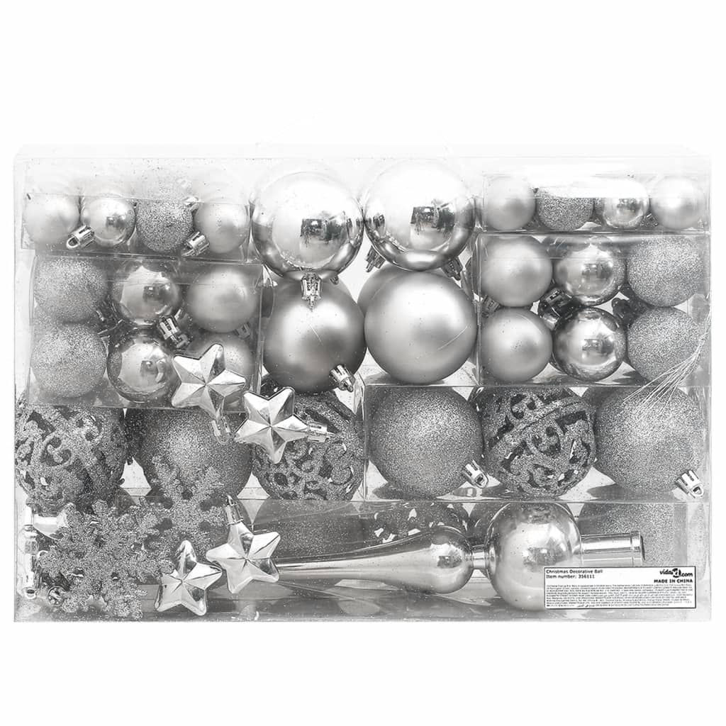 Set Palline di Natale 111 pz Argento in Polistirenecod mxl 70285