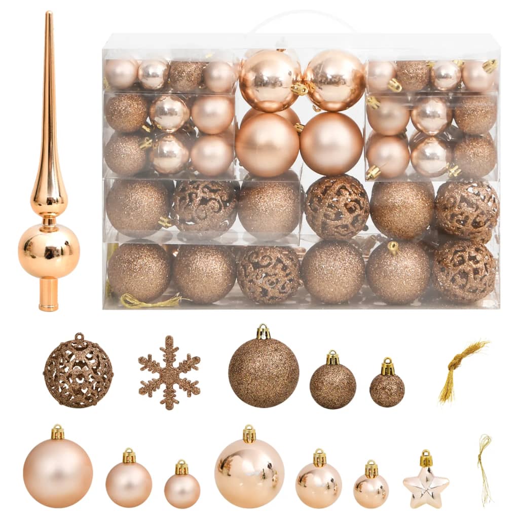 Set Palline di Natale 111 pz Oro Rosa in Polistirene 356112