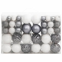 Set Palline di Natale 111 pz Bianco e Grigio in Polistirenecod mxl 85635