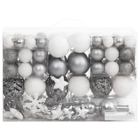 Set Palline di Natale 111 pz Bianco e Grigio in Polistirenecod mxl 85635