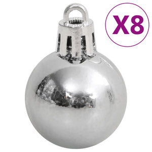 Set Palline di Natale 111 pz Bianco e Grigio in Polistirene 356113