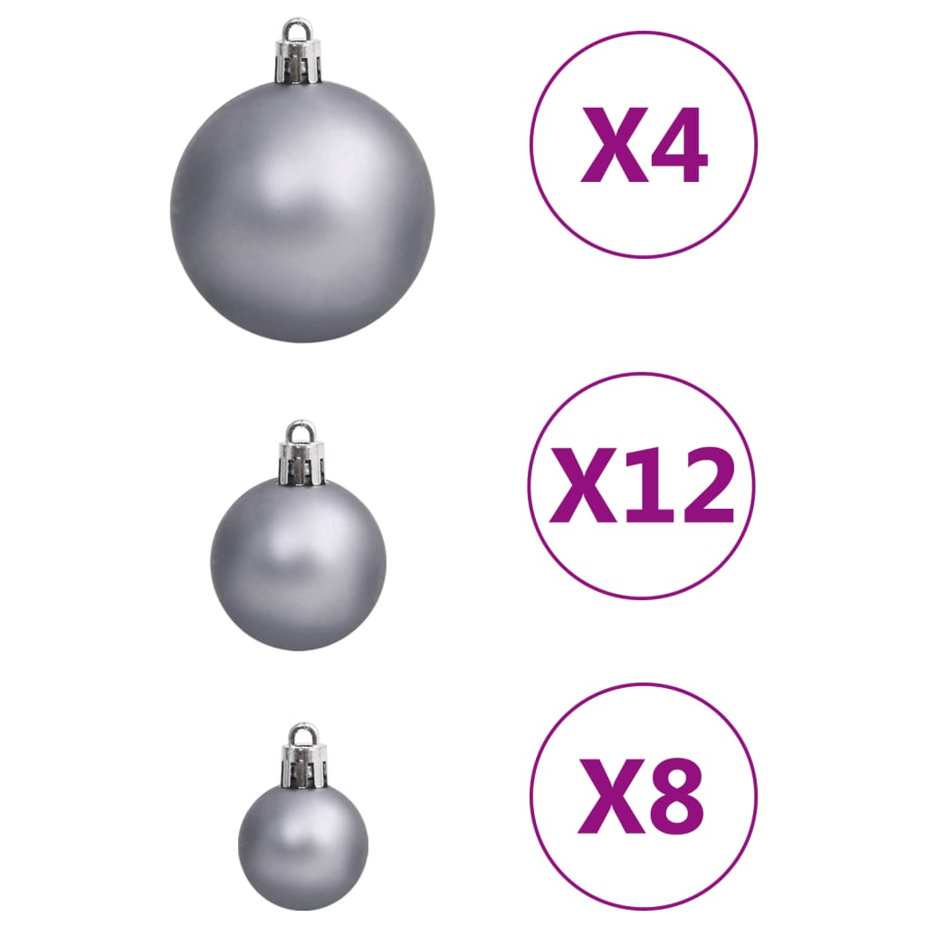 Set Palline di Natale 111 pz Bianco e Grigio in Polistirene 356113