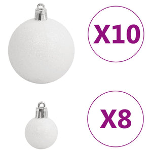 Set Palline di Natale 111 pz Bianco e Grigio in Polistirene 356113