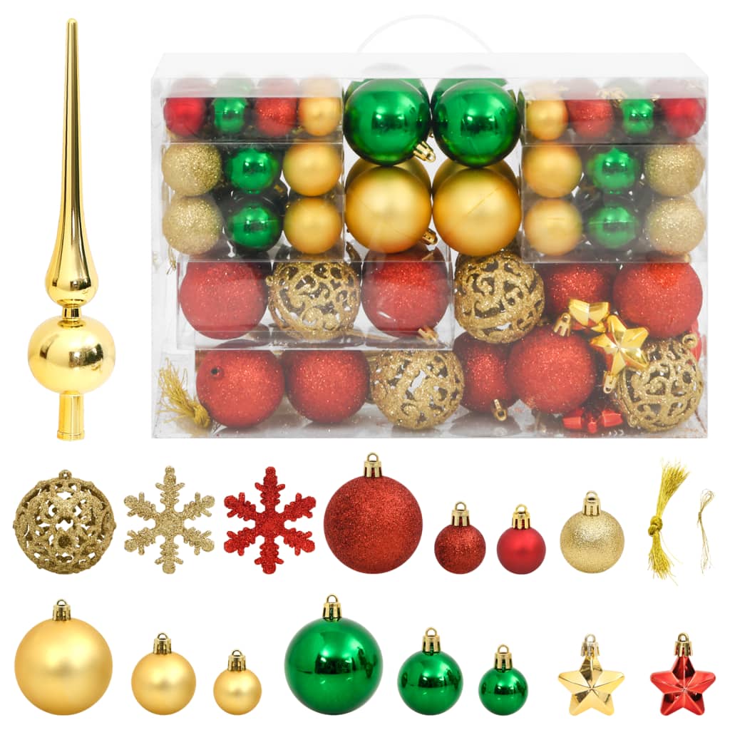 Set Palline di Natale 112 pz Rosso / Verde / Oro in Polistirene 356114