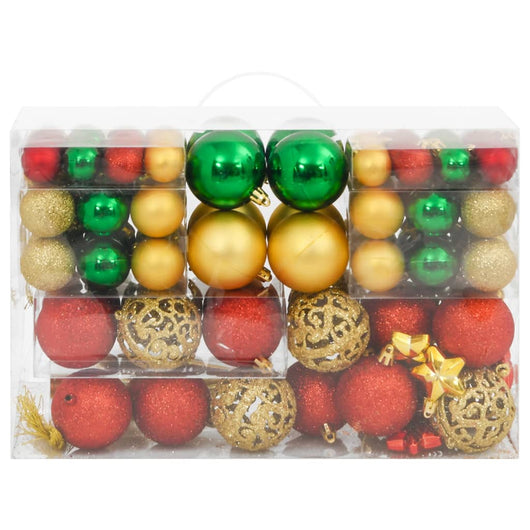 Set Palline di Natale 112 pz Rosso / Verde / Oro in Polistirene 356114