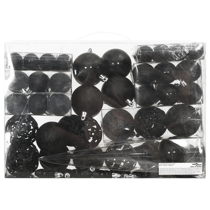 Set Palline di Natale 111 pz Nero in Polistirene 356116