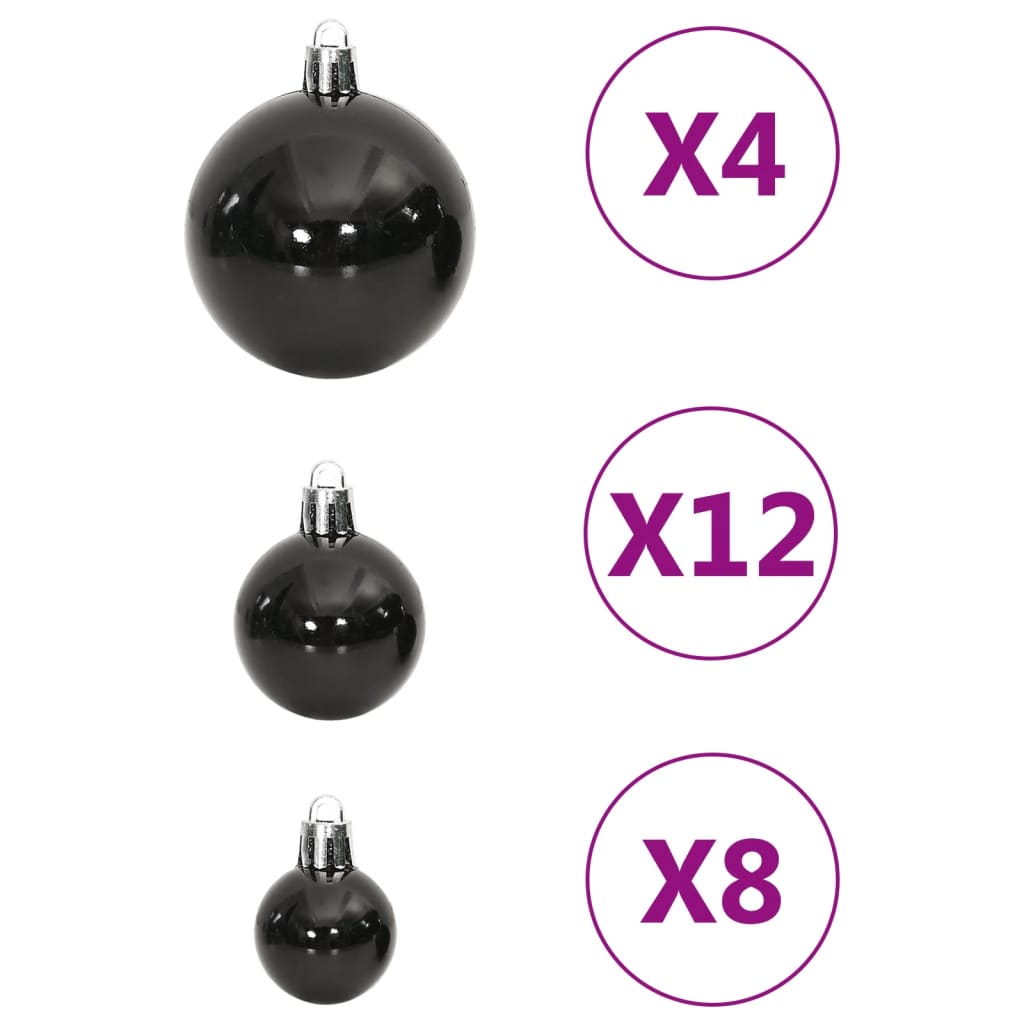 Set Palline di Natale 111 pz Nero in Polistirene 356116