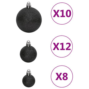 Set Palline di Natale 111 pz Nero in Polistirene 356116