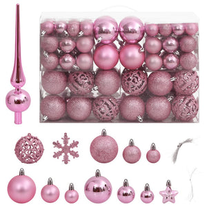 Set Palline di Natale 111 pz Rosa in Polistirene 356117