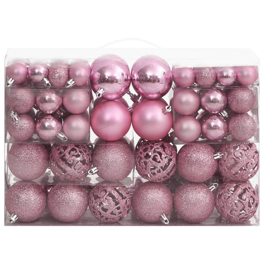 Set Palline di Natale 111 pz Rosa in Polistirene 356117