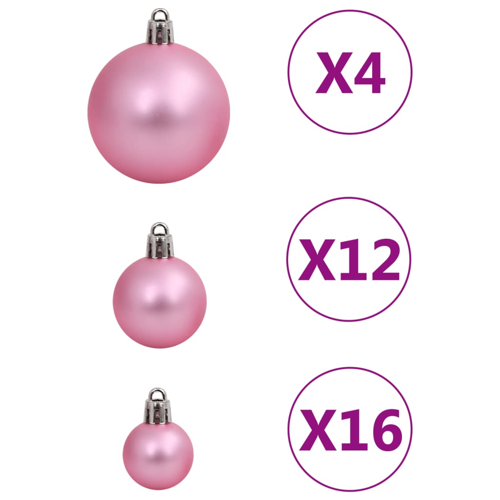 Set Palline di Natale 111 pz Rosa in Polistirene 356117