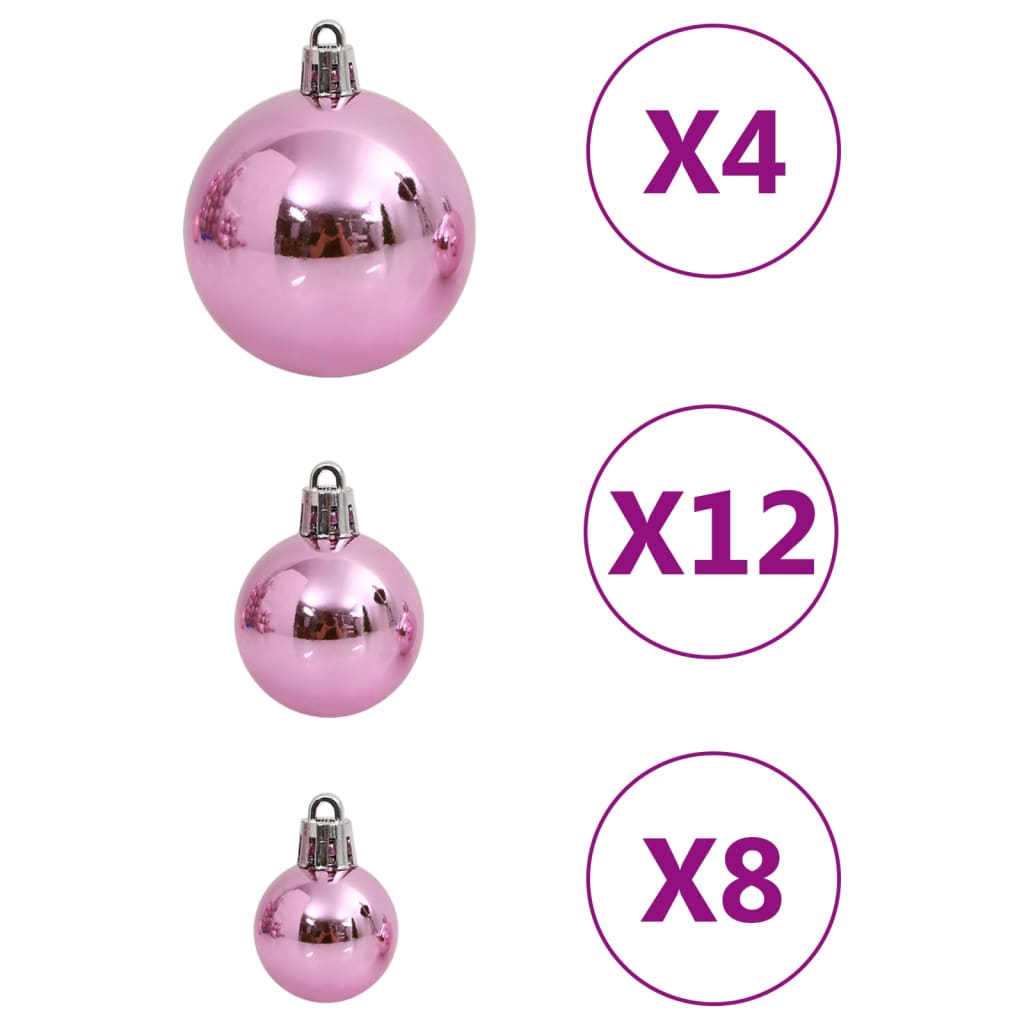 Set Palline di Natale 111 pz Rosa in Polistirene 356117