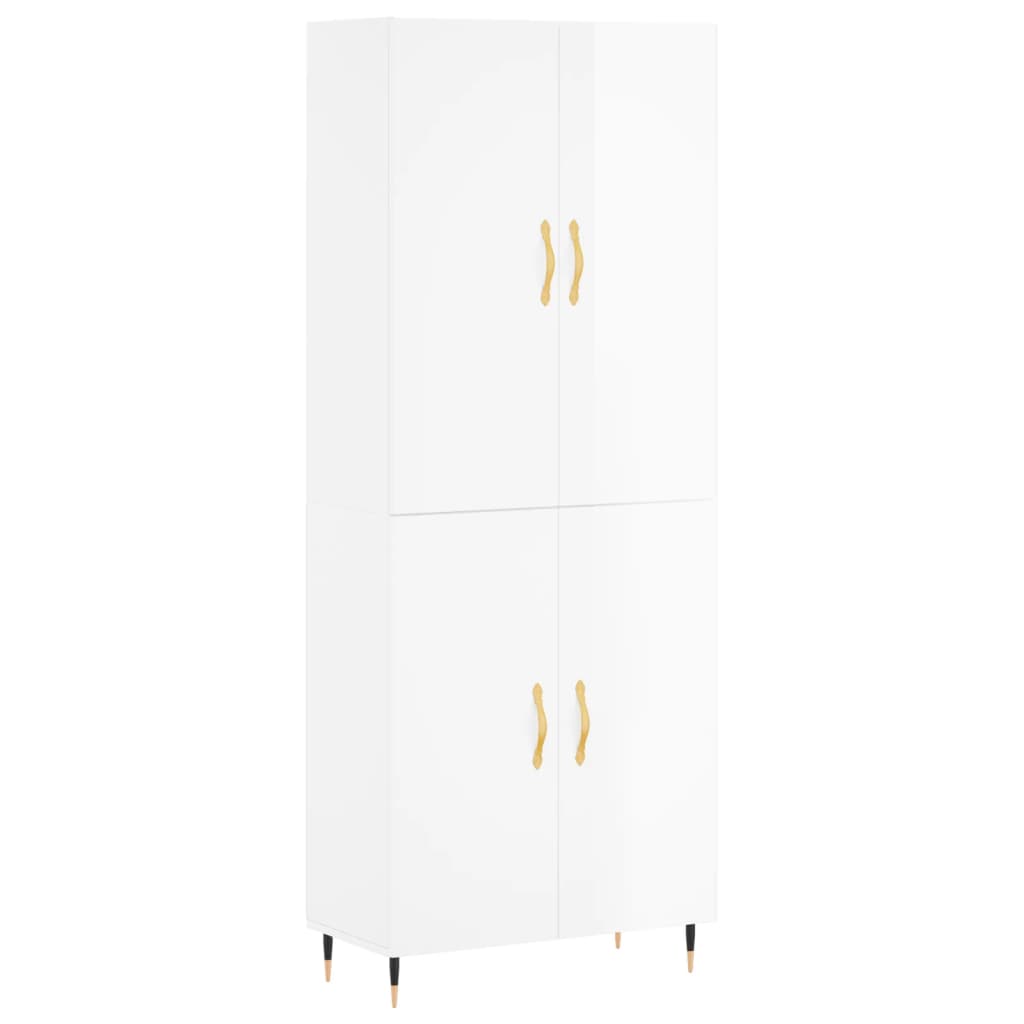 Credenza Bianco Lucido 69,5x34x180 cm in Legno Multistrato 3195661