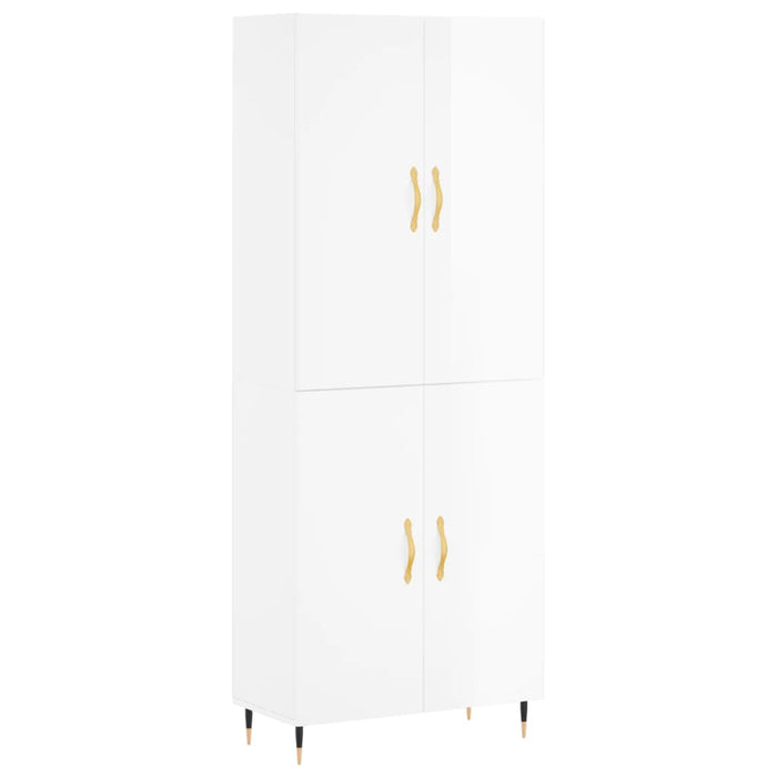 Credenza Bianco Lucido 69,5x34x180 cm in Legno Multistrato 3195661