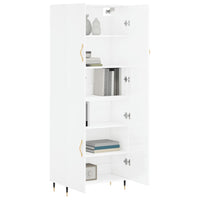 Credenza Bianco Lucido 69,5x34x180 cm in Legno Multistrato 3195661