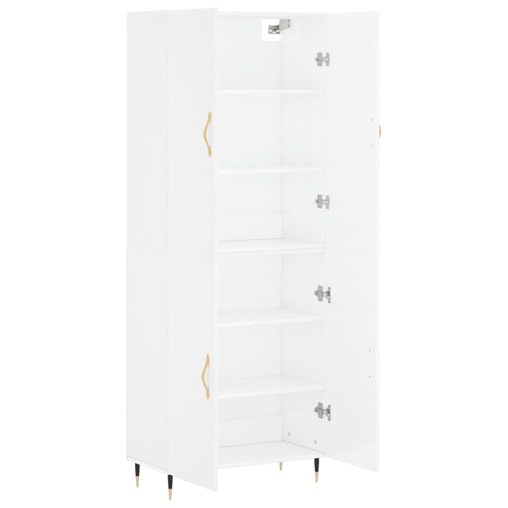 Credenza Bianco Lucido 69,5x34x180 cm in Legno Multistrato 3195661