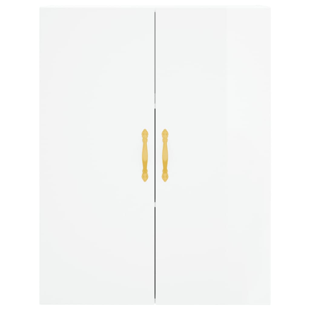 Credenza Bianco Lucido 69,5x34x180 cm in Legno Multistrato 3195661