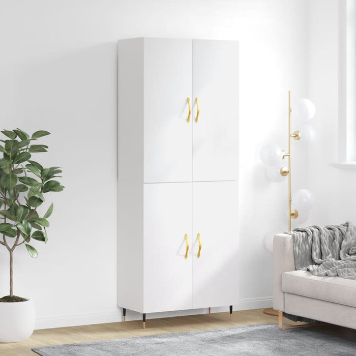 Credenza Bianco Lucido 69,5x34x180 cm in Legno Multistrato 3195661