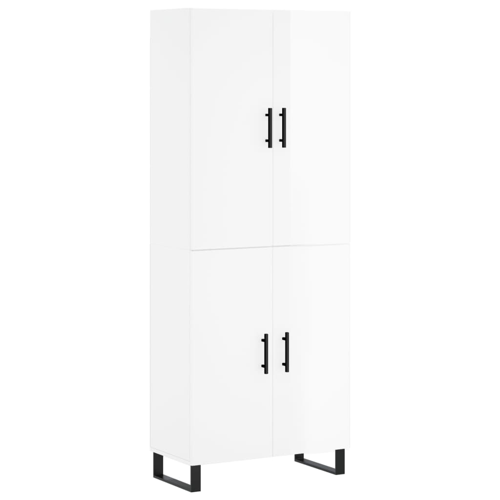 Credenza Bianco Lucido 69,5x34x180 cm in Legno Multistrato 3195701