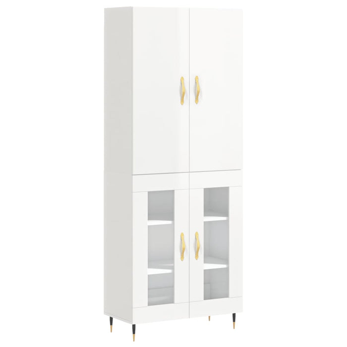 Credenza Bianco Lucido 69,5x34x180 cm in Legno Multistrato 3195717