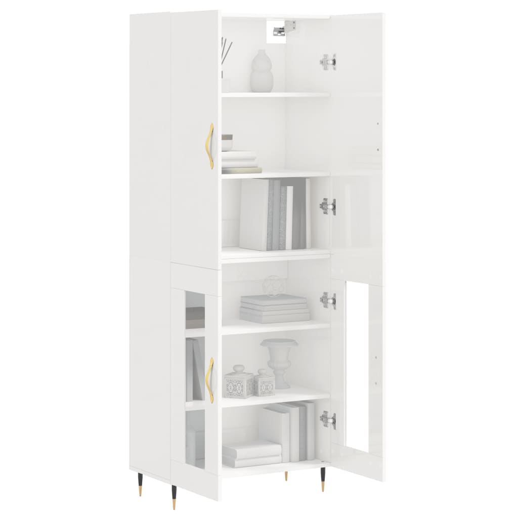 Credenza Bianco Lucido 69,5x34x180 cm in Legno Multistrato 3195717