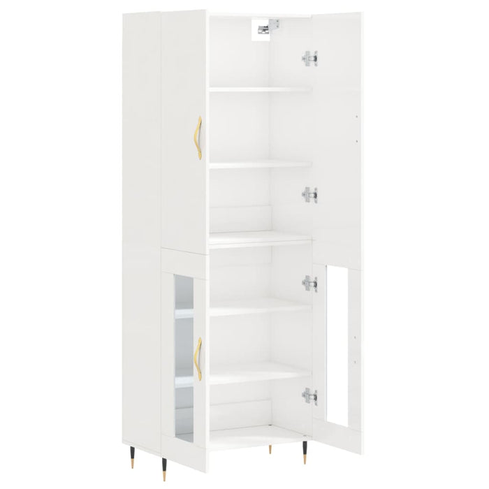 Credenza Bianco Lucido 69,5x34x180 cm in Legno Multistrato 3195717