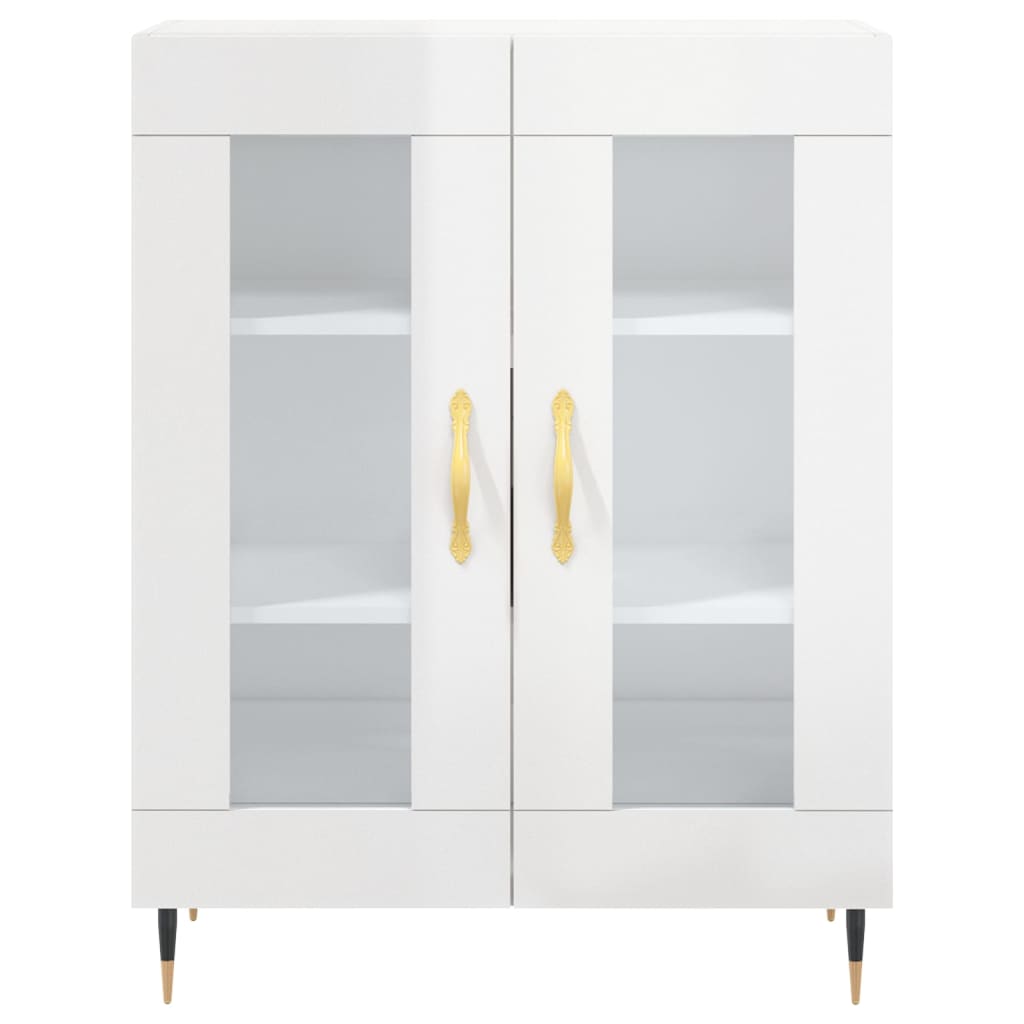 Credenza Bianco Lucido 69,5x34x180 cm in Legno Multistrato 3195717