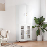 Credenza Bianco Lucido 69,5x34x180 cm in Legno Multistrato 3195717