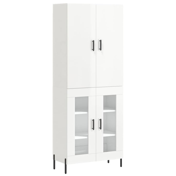 Credenza Bianco Lucido 69,5x34x180 cm in Legno Multistrato 3195741