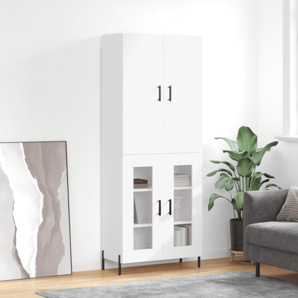 Credenza Bianco Lucido 69,5x34x180 cm in Legno Multistrato 3195741