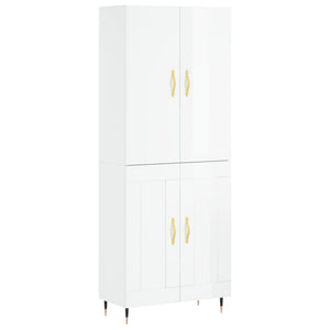 Credenza Bianco Lucido 69,5x34x180 cm in Legno Multistrato 3195773