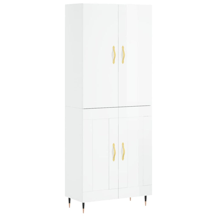 Credenza Bianco Lucido 69,5x34x180 cm in Legno Multistrato 3195773