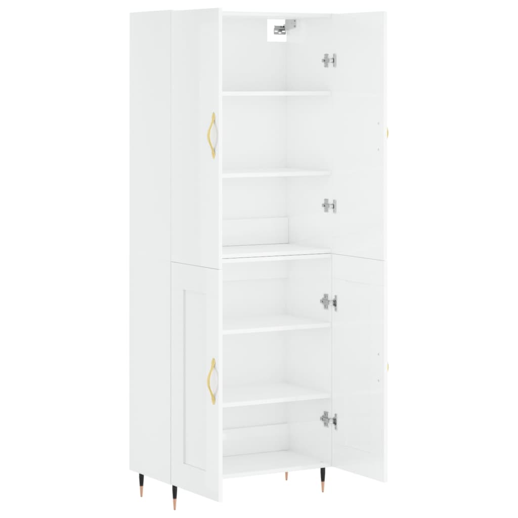 Credenza Bianco Lucido 69,5x34x180 cm in Legno Multistrato 3195773