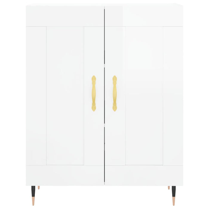 Credenza Bianco Lucido 69,5x34x180 cm in Legno Multistrato 3195773