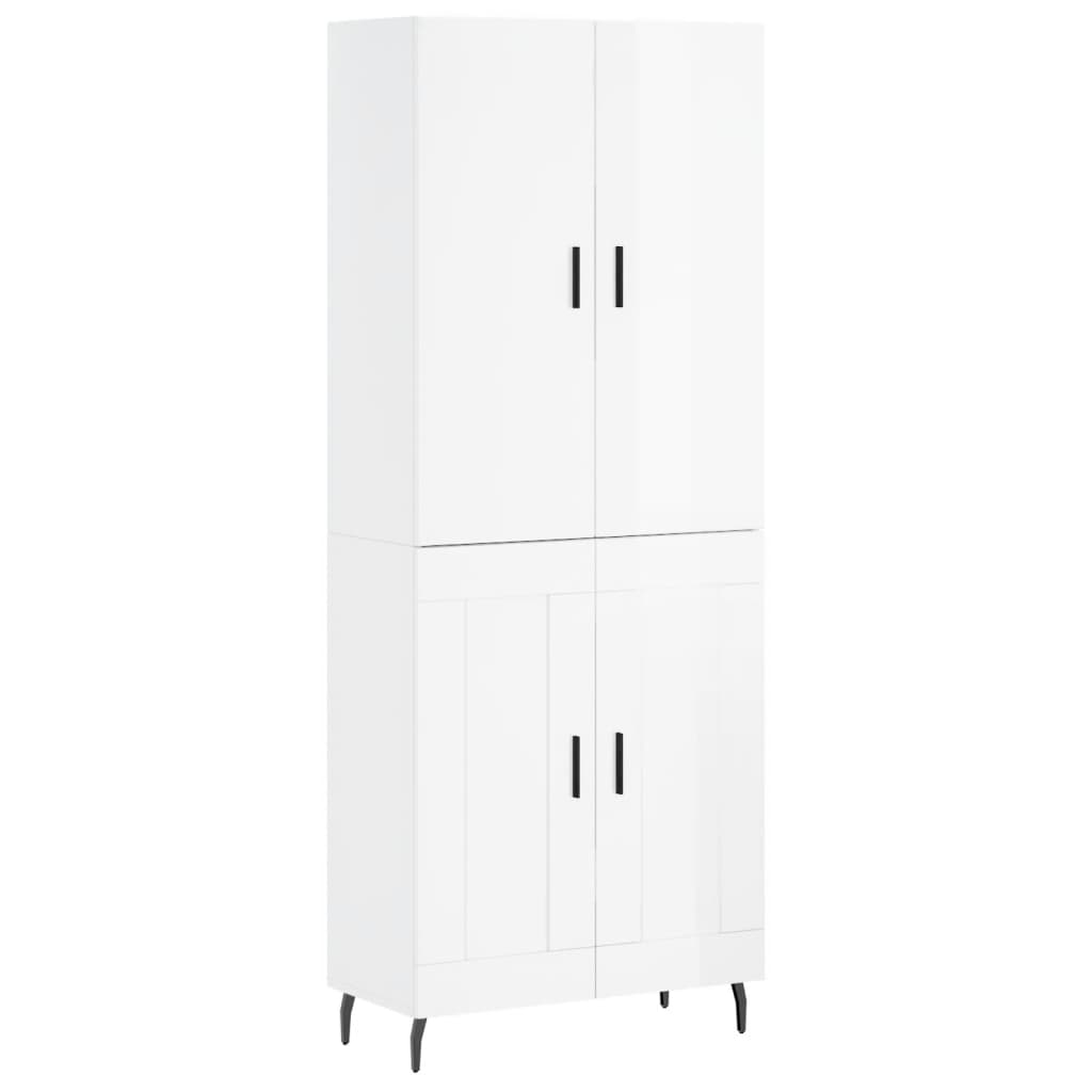 Credenza Bianco Lucido 69,5x34x180 cm in Legno Multistrato 3195805