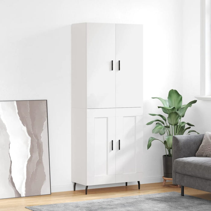 Credenza Bianco Lucido 69,5x34x180 cm in Legno Multistrato 3195805