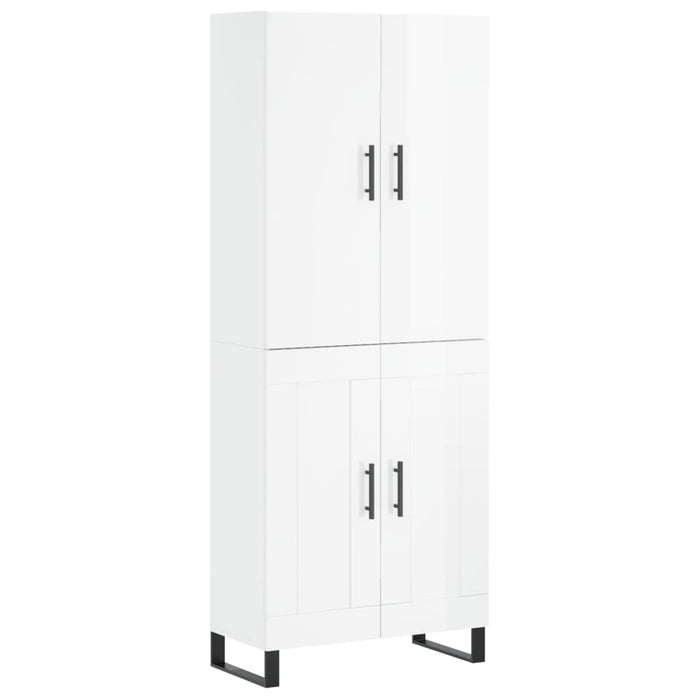 Credenza Bianco Lucido 69,5x34x180 cm in Legno Multistrato 3195813