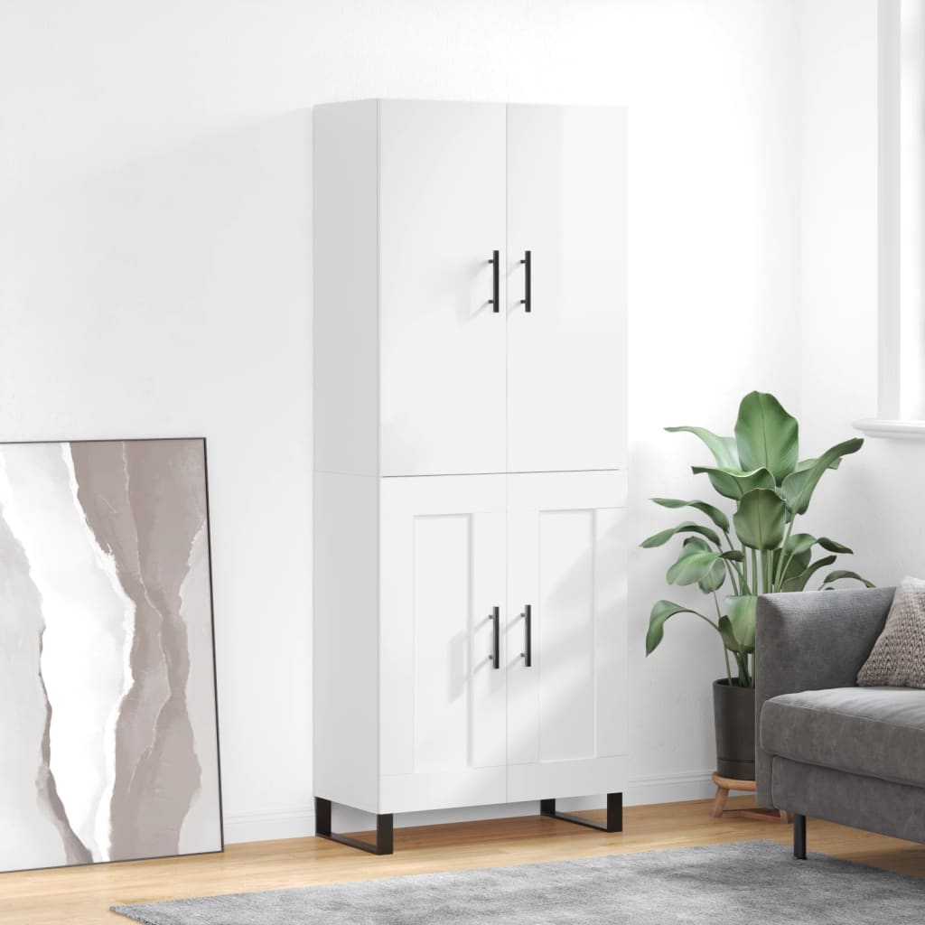 Credenza Bianco Lucido 69,5x34x180 cm in Legno Multistrato 3195813