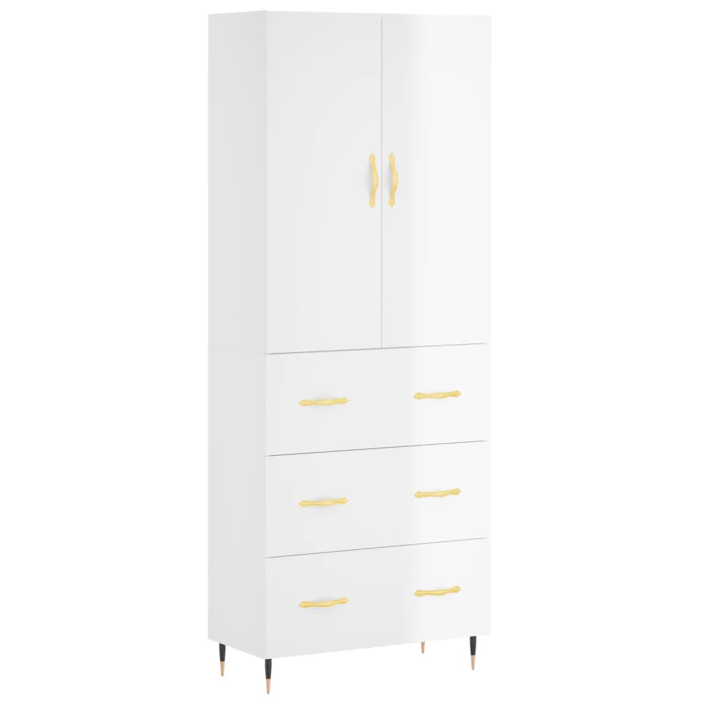 Credenza Bianco Lucido 69,5x34x180 cm in Legno Multistratocod mxl 77728