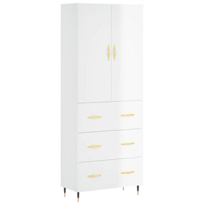 Credenza Bianco Lucido 69,5x34x180 cm in Legno Multistratocod mxl 77728