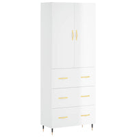 Credenza Bianco Lucido 69,5x34x180 cm in Legno Multistrato 3195829