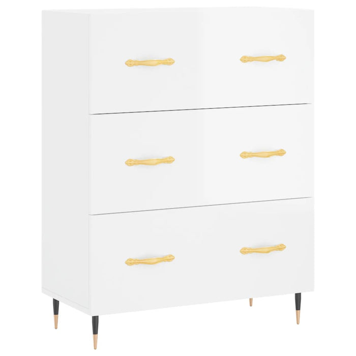 Credenza Bianco Lucido 69,5x34x180 cm in Legno Multistrato 3195829