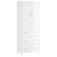 Credenza Bianco Lucido 69,5x34x180 cm in Legno Multistrato 3195837