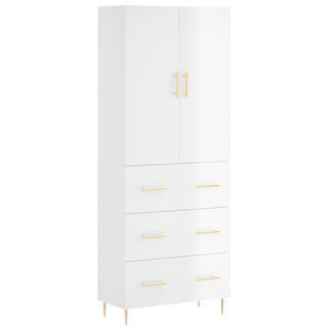 Credenza Bianco Lucido 69,5x34x180 cm in Legno Multistrato 3195837